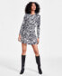Фото #1 товара Women's Printed Ruched Mini Dress, Created for Macy's