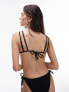 Topshop textured triangle bikini top with bead detail in black