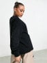 ASOS Weekend Collective oversized long sleeve t-shirt with collar logo in black