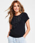 ფოტო #1 პროდუქტის Women's Cotton Animal-Embellished Tee, Created for Macy's