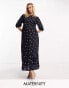 Nobody's Child Maternity Rachel puff sleeve midi dress in blue spot print