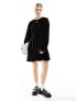 Фото #1 товара Miss Selfridge smock velvet mini dress in black