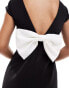 Forever New cap sleeve contrast bow back mini dress in black