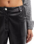 Aria Cove leather look contrast stitch trousers in black