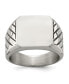 ფოტო #1 პროდუქტის Stainless Steel Polished with Black Enamel Signet Ring