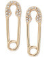 ფოტო #3 პროდუქტის Gold-Tone Pavé Safety Pin Drop Earrings