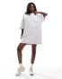 Фото #4 товара ASOS DESIGN Weekend Collective distressed logo oversized t-shirt dress in ice marl