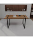 Rustic Industrial Dining Table, MDF Wood Top, Black Metal Legs