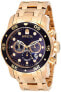 Invicta Men's 80064 Pro Diver Chronograph Charcoal Dial 18k Gold Ion-Plated S...