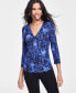 ფოტო #1 პროდუქტის Women's Printed Ribbed Top, Created for Macy's