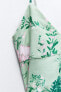 Linen-blend floral print midi dress