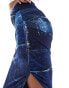 Фото #10 товара Edited mesh midi skirt in denim patchwork print