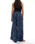 Wednesday's Girl ditsy printed wide leg trouser in black and blue