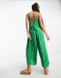 ASOS DESIGN strappy culotte jumpsuit in green floral print