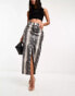 ASOS DESIGN leather look midi skirt in animal 32 - фото #2