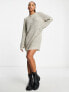 Фото #3 товара JDY wide neck knitted mini jumper dress in beige
