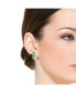 ფოტო #3 პროდუქტის Sterling Silver 14K Gold Plated Cubic Zirconia Oblong Hoop Spring Lock Earrings.