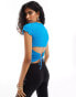 COLLUSION texture crop top with tie back BLAU, S - EU 36-38 - фото #3