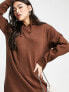 Фото #3 товара Threadbare Floyd hoodie mini dress in chocolate brown