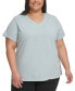 Plus Size Cotton V-Neck Short-Sleeve T-Shirt