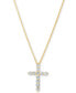 ფოტო #1 პროდუქტის Diamond Cross Pendant Necklace (1/2 ct. t.w.) in 14k Gold, 16" + 2" Extender