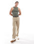 ASOS DESIGN muscle vest with racer neck in khaki