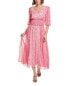 Фото #1 товара Taylor Printed Chiffon Lurex Stripe Midi Dress Women's Pink 2