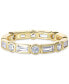 ფოტო #1 პროდუქტის Cubic Zirconia Round & Baguette Bezel Eternity Band in 18k Gold-Plated Sterling Silver, Created for Macy's