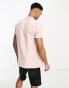 ASOS DESIGN regular linen revere shirt with roll sleeves in pink