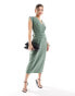 ASOS DESIGN jersey twill sleeveless wrap midi dress in green