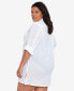 Фото #3 товара Plus Size Cotton Camp Shirt Cover-Up
