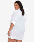 ფოტო #3 პროდუქტის Plus Size Cotton Camp Shirt Cover-Up