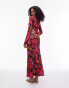 Topshop lea column maxi dress in pink floral