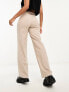 Bershka wide leg tailored trousers in Stone