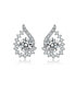 Фото #2 товара Sterling Silver with White Gold Rhodium Plated Clear Round Cubic Zirconia Pear Shape Earrings