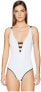 Фото #2 товара Heidi Klein Womens 185984 Beach Beautiful V White/Navy One Piece Swimsuit Size S