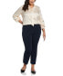 ფოტო #3 პროდუქტის Plus Size Tie Front Long Sleeve Blouse