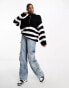 Фото #4 товара In The Style exclusive knitted half zip jumper in mono stripe