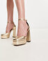 Фото #1 товара ASOS DESIGN Priority platform high heeled shoes in gold