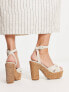 South Beach straw chunky heel sandal in cream