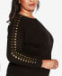 Фото #4 товара Black Label Plus Size Embellished Boatneck Sweater