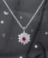 ფოტო #3 პროდუქტის Silver-Tone Ruby Accent Flower Pendant Necklace