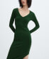 ფოტო #2 პროდუქტის Women's Ribbed V-Neck Dress