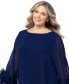 Plus Size Ruffle-Cuff Batwing-Sleeve Dress Синий, 16W - фото #4