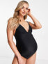 Фото #4 товара The Frolic Maternity dantan deep v neck tie back swimsuit in black
