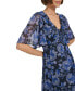 Women's Floral Flutter-Sleeve Maxi Dress