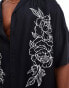 ONLY & SONS revere collar shirt with floral print in black