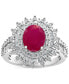 ფოტო #3 პროდუქტის EFFY® Ruby (1-7/8 ct. t.w.) & Diamond (1/4 ct. t.w.) Halo Statement Ring in 14k White Gold (Also in Sapphire and Emerald)