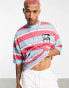 ASOS DESIGN oversized stripe t-shirt in blue & pink cotton with Miami city print - MULTI