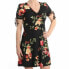 Фото #1 товара Planet Gold Women's Floral Ruched Skater Fit Flare Dress in Black Multi XS